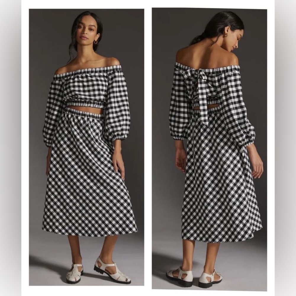 Maeve Gingham Bow Skirt Set